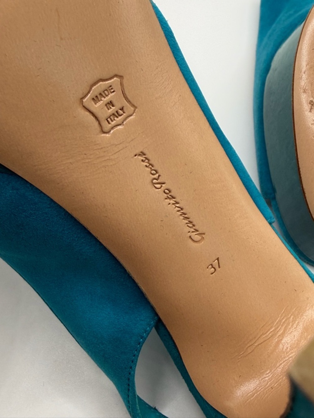 Gianvito Rossi | Teal Suede Platform Slingback | 37 - Picture 7 of 13